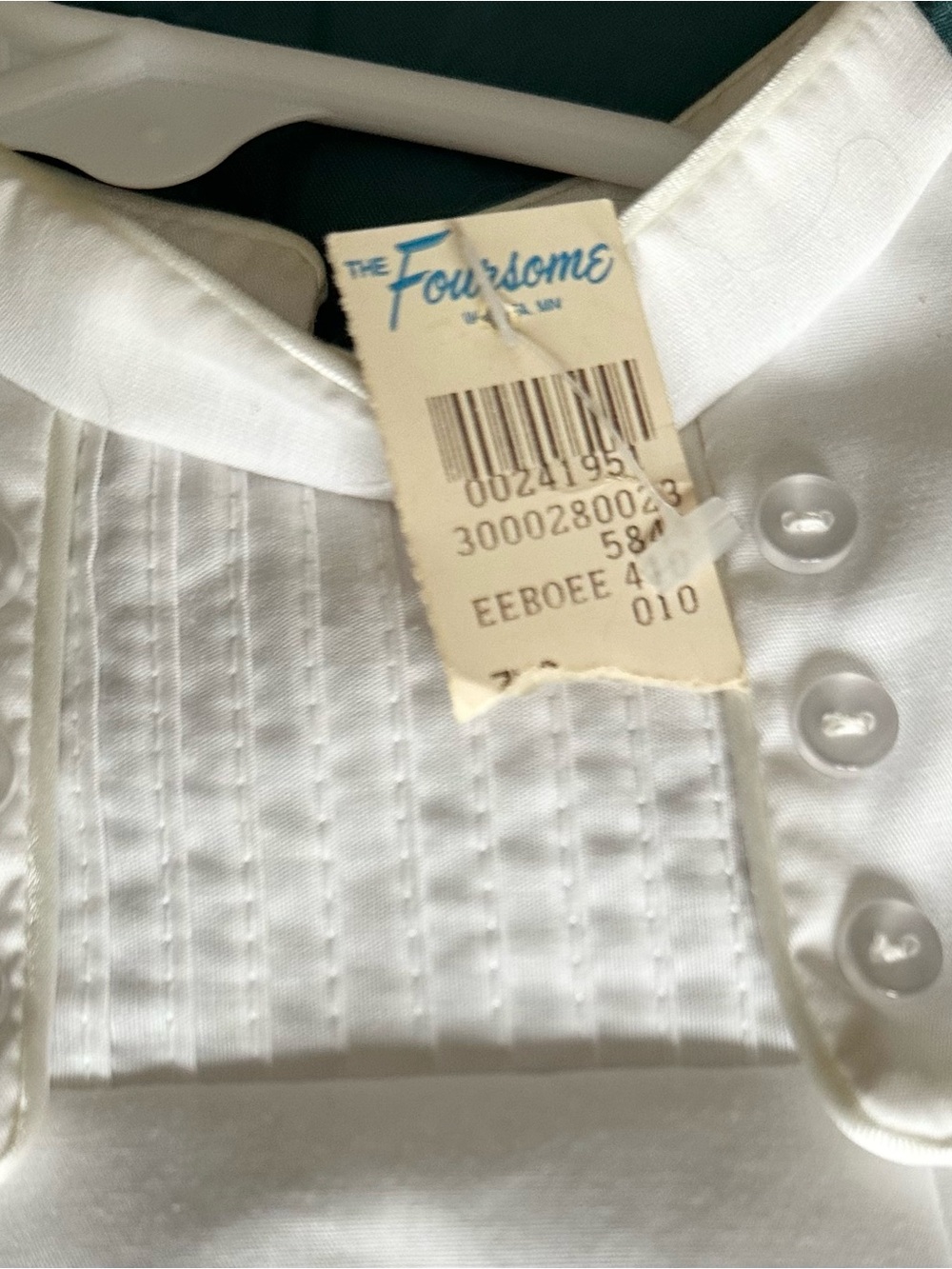 White Vintage Boys Christening with Pleated Front from the 60's